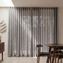 Custom Burano Linen-Blend Sheer S-Fold Single Panel Curtain & Track Set